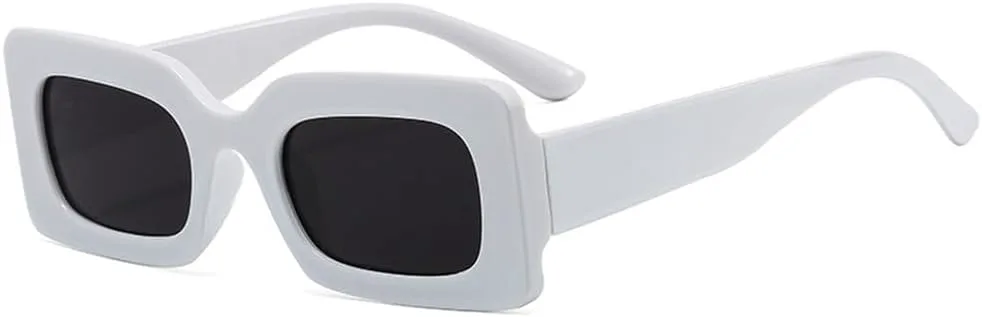

Солнцезащитные очки для женщин в стиле ретро, ​​большая прямоугольная оправа, женские солнцезащитные очки, защита от УФ-излучения UV400 HPIRME, White Gray