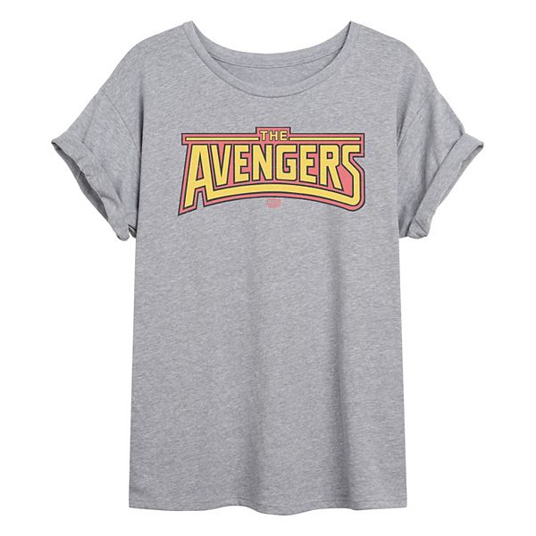 

Футболка Juniors' The Avengers retro logo oversized Marvel, Heather Gray