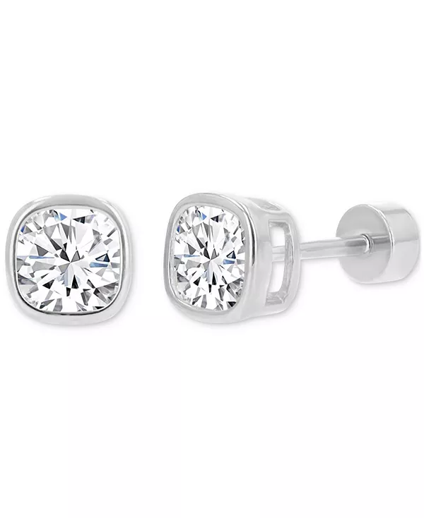 

Серьги-Гвоздики с кубическим цирконием огранки «кушон» (2,5 карата) из стерлингового серебра с позолотой 14 карат Macy'S, silver