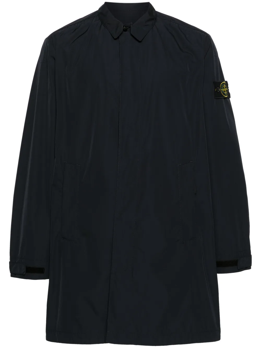 

Однобортное пальто с нашивкой Compass Stone Island, синий