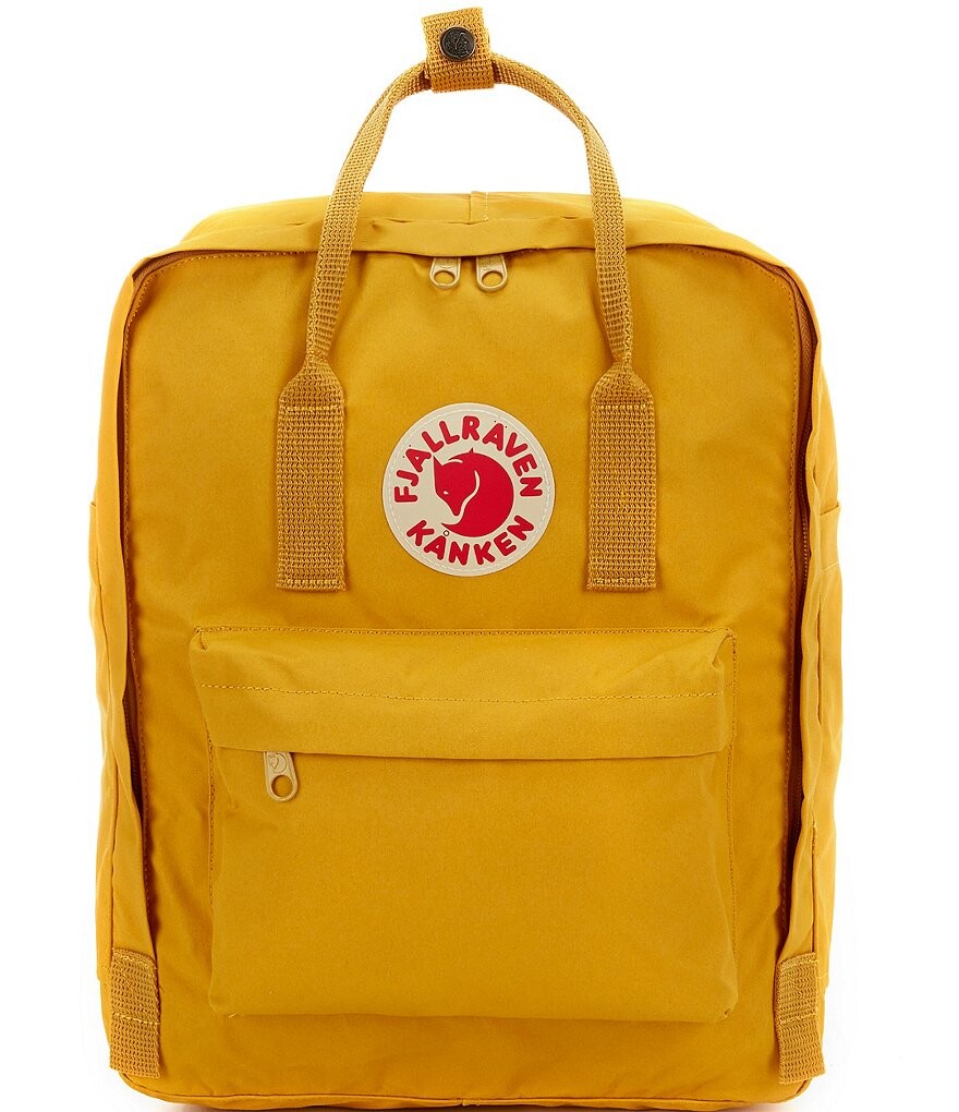

Водостойкий хлопковый трансформируемый рюкзак Fjallraven с нашивкой-логотипом Kanken и застежкой-молнией, желтый