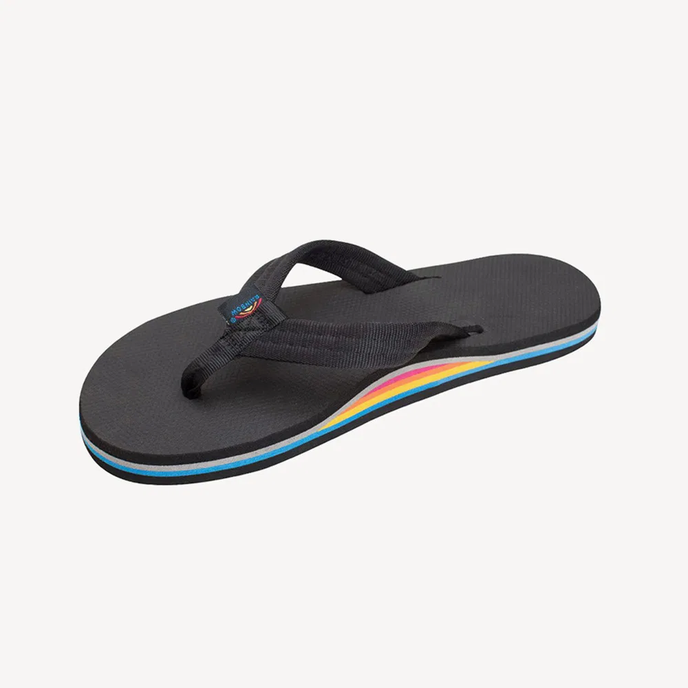 Мужские чёрные резиновые вьетнамки Single Layer Rubber Limited Edition от Rainbow Sandals