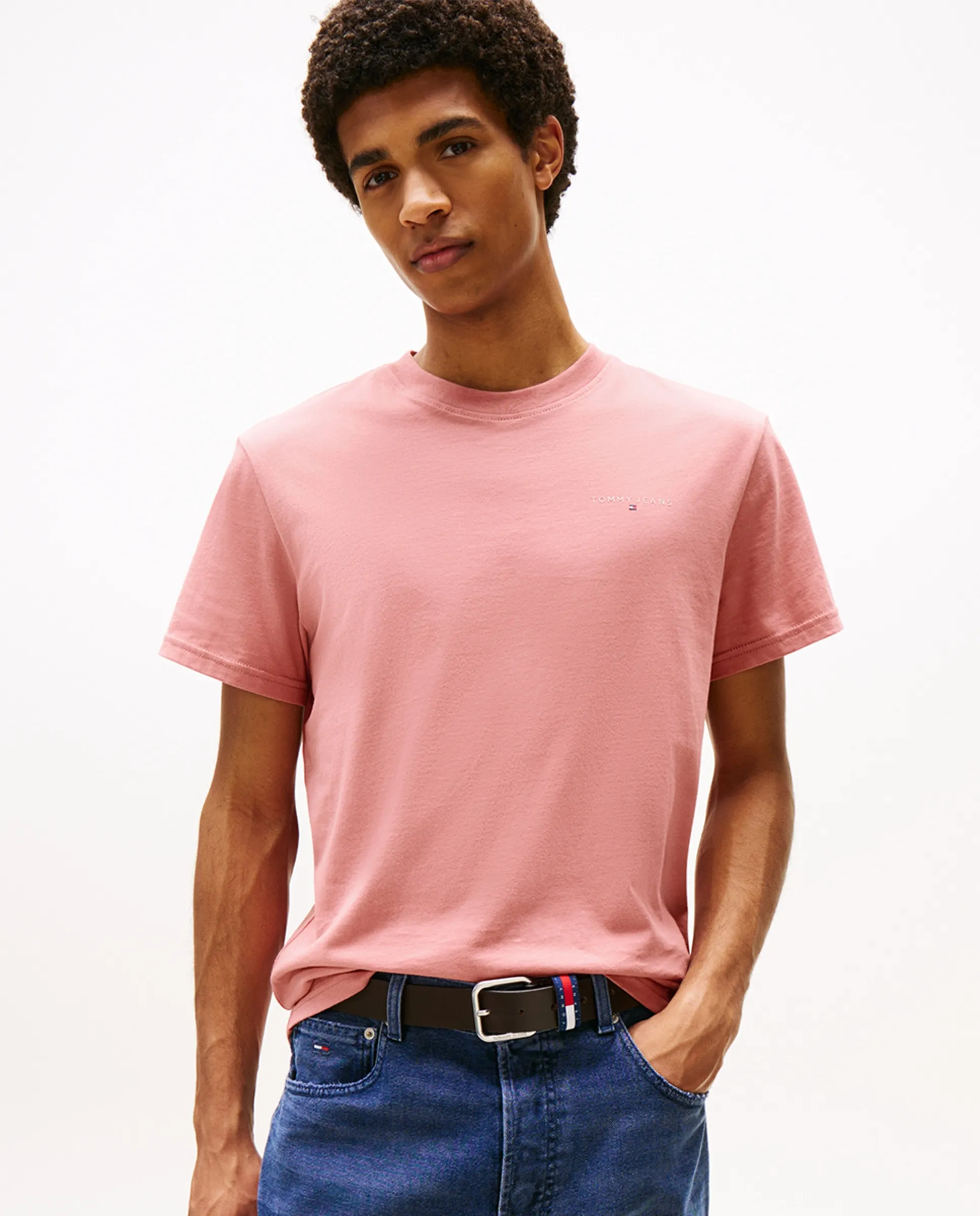 

Мужская футболка приталенная с коротким рукавом Tommy Jeans, розовый