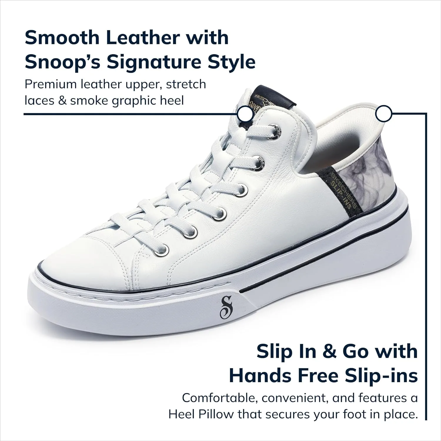 Кроссовки Skechers Snoop Dogg: Snoop One-Og для мужчин, белый/черный — фото 4