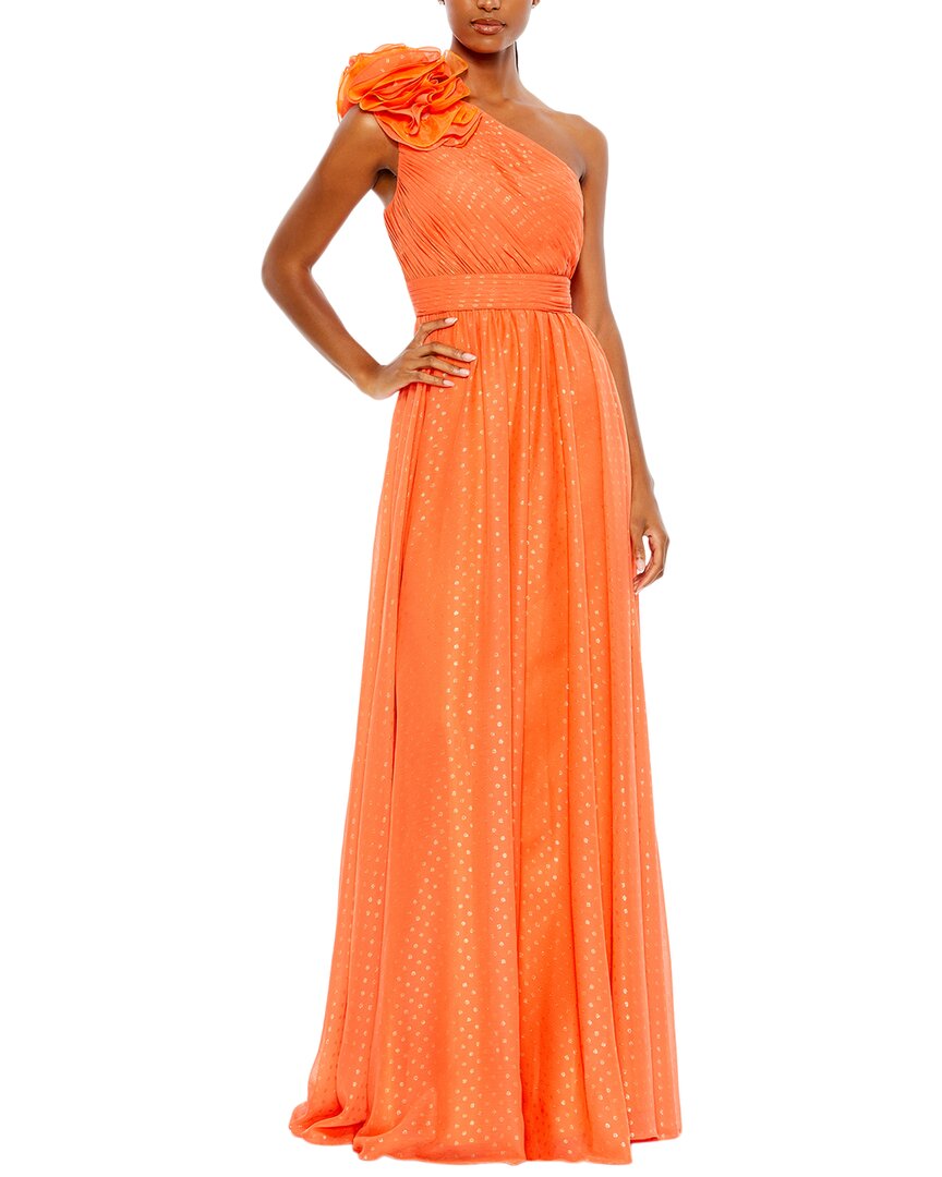 

Платье Mac Duggal в горошек с рюшами, Tangerine