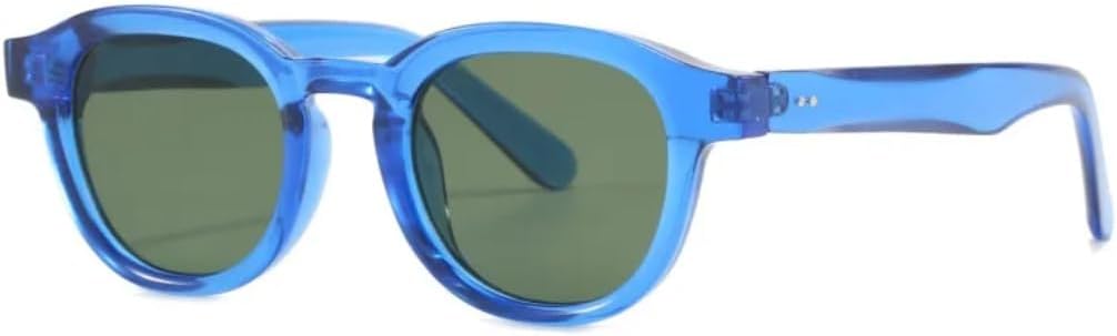 

Модные круглые солнцезащитные очки для женщин в стиле ретро с прозрачной оправой и линзами цвета океана, защита от УФ-излучения UV400, мужские солнцезащитные очки с заклепками для вечеринок и пляжа SZVVBKK, Blue Green