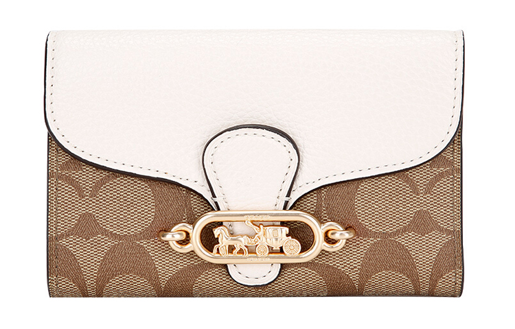 

COACH Кожаный клатч-кошелек для монет женский хаки белый