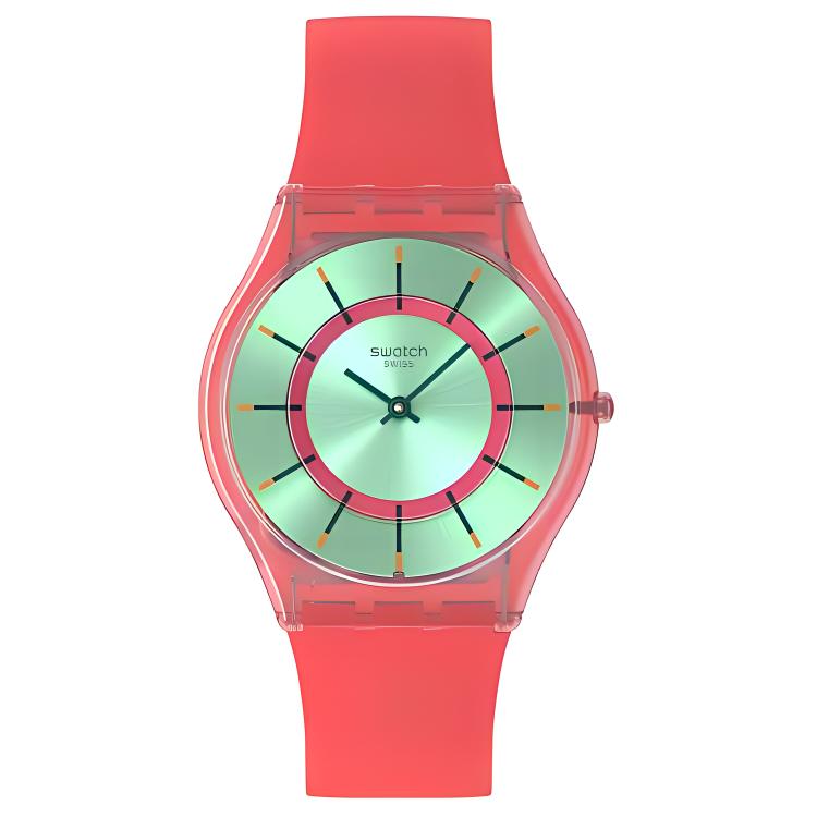 

SWATCH Часы SKIN Collection Quartz Movement Unisex Watch 34mm Green Dial Bio Based Watch Case Silicone Strap, Green Dial