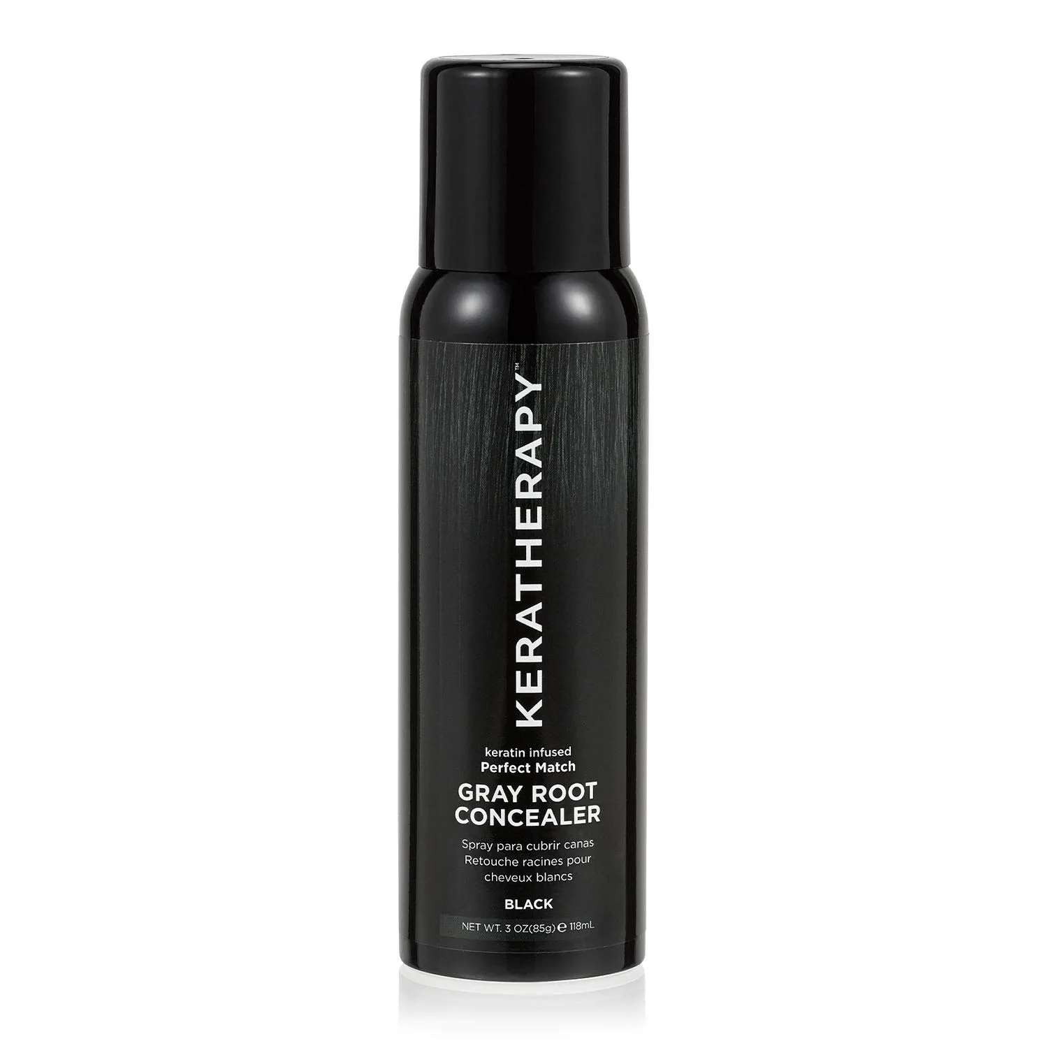 Keratherapy Keratin Infused Perfect Match Gray Root Concealer Spray, Black, 3 унции, 118 мл - спрей для маскировки седины у корней 85.05 г / 85 г, 118 мл, Black