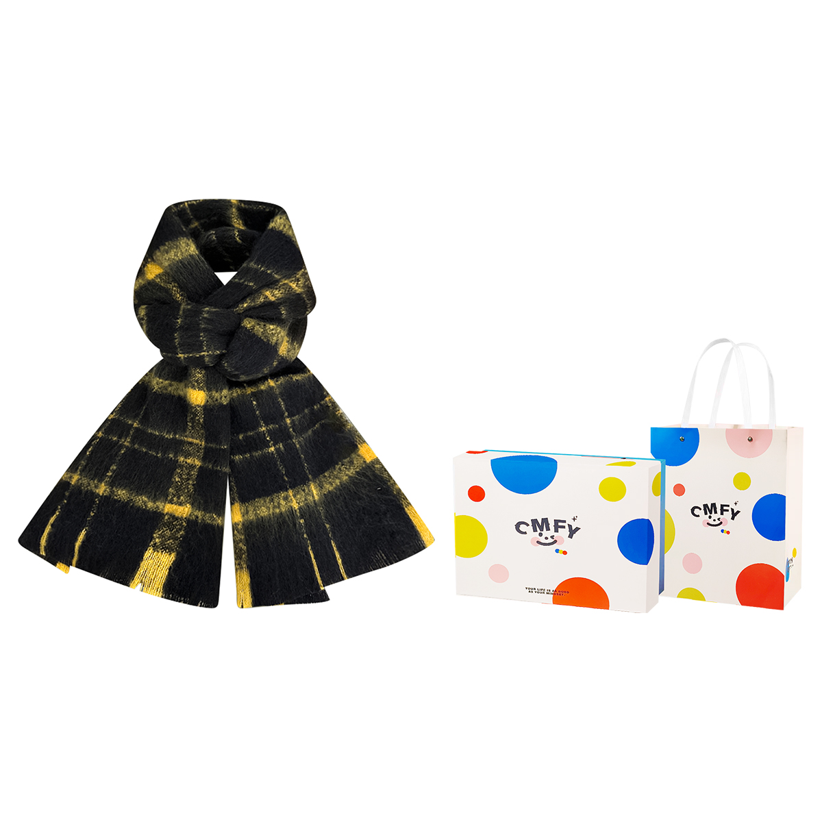 

CMFY Вязаный шарф унисекс, Black Yellow