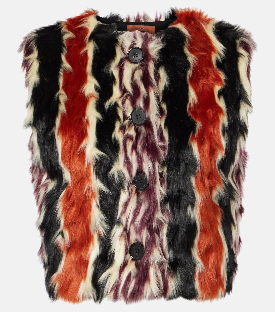 

Полосатый жилет из искусственного меха Missoni, цвет rust, beige and black stripe, Черный, Полосатый жилет из искусственного меха Missoni, цвет rust, beige and black stripe