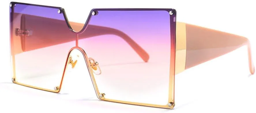 

Большие солнцезащитные очки для женщин, без оправы, цельные, с градиентным переходом цвета, роскошные, ретро, ​​UV400, винтажные, мужские TVTBBVV, Purple