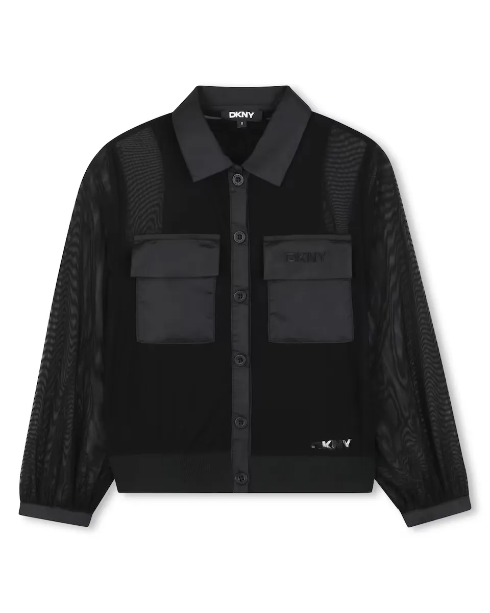 

Детская рубашка черного цвета с длинным рукавом DKNY, черный