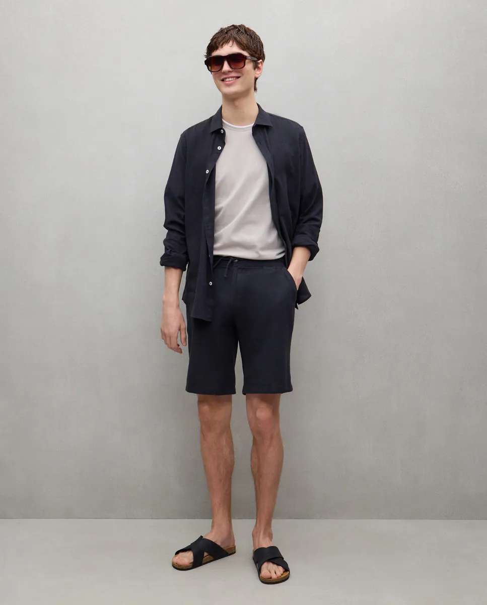 

Бермуды мужские хлопковые льняные в стиле чинос Easy Wear, черный