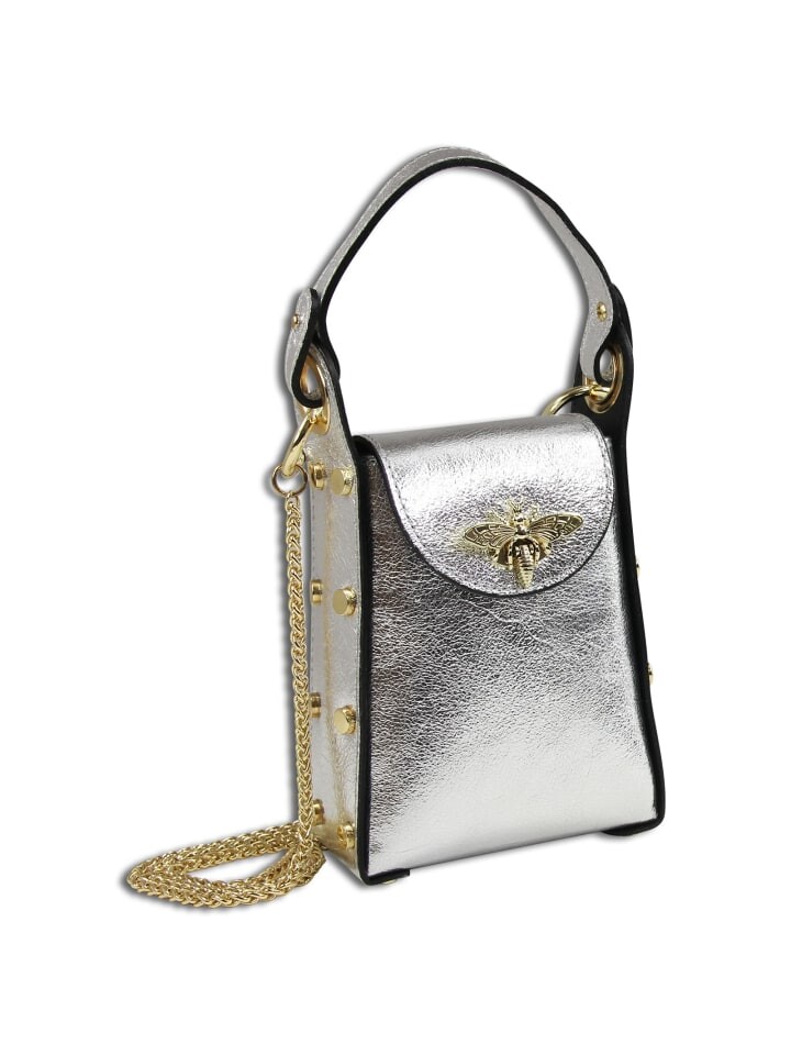 

Наплечная сумка Toscanto Umhängetasche Leder silber metallic ca. 13cm