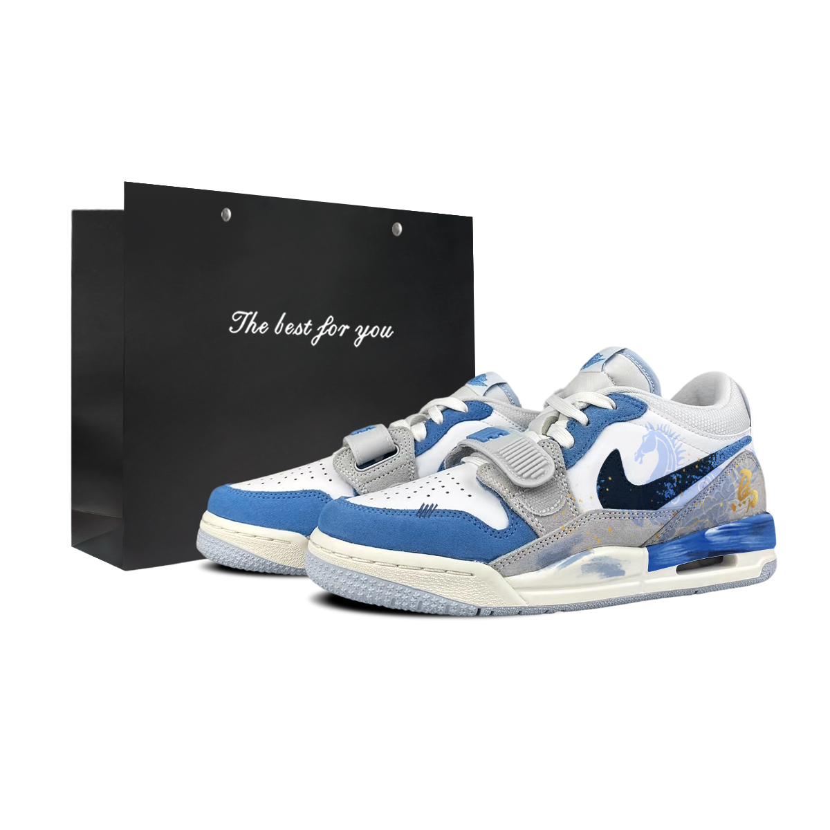 

Jordan Легкие Legacy 312 устойчивые к истиранию низкие баскетбольные кроссовки Unisex White Blue