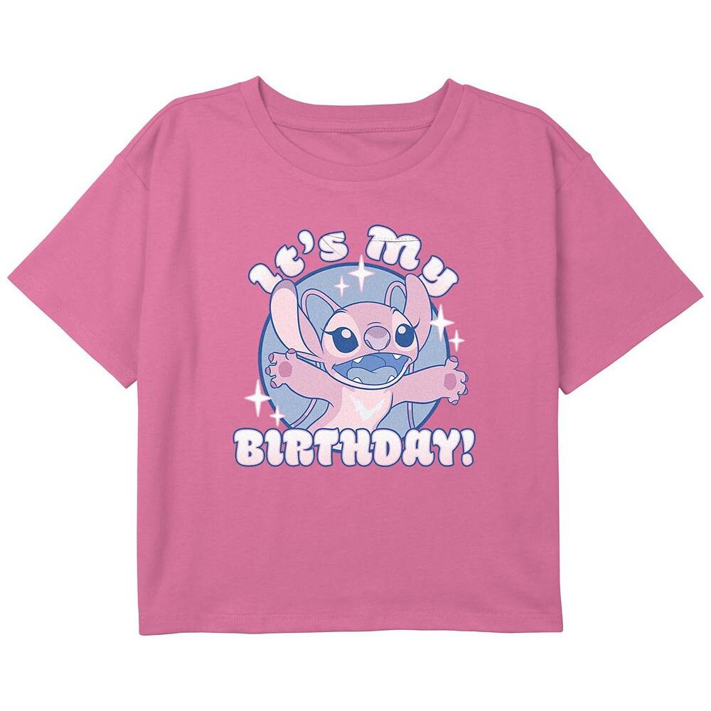 

Укороченная футболка с рисунком Disney's Lilo & Stitch Angel It's My Birthday для девочек 7–16 лет, розовый