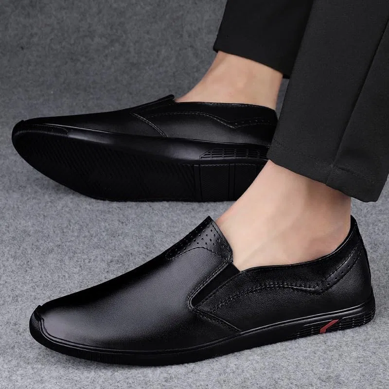 Лоферы кожаные Luxury Genuine Leather Men Loafers, Black UOPYNE — фото 2