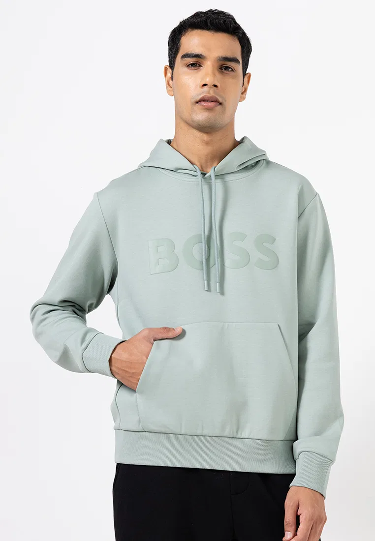 Толстовка с капюшоном, логотип, BOSS Green, зеленый