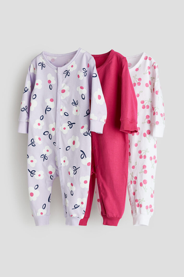 

3 пары хлопковых пижам H&M, фиолетовый