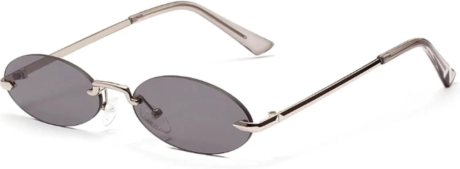 

Овальные солнцезащитные очки в маленькой оправе в стиле ретро для женщин и мужчин, модные винтажные, с защитой от УФ-излучения UV400 TOIPASTN, Grey Grey