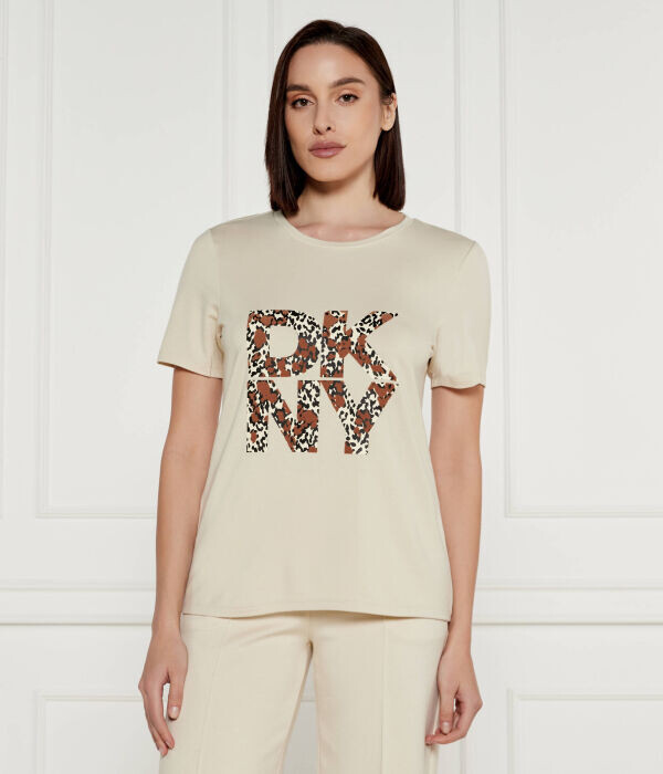 

Футболка женская Dkny с леопардовым логотипом, бежевый