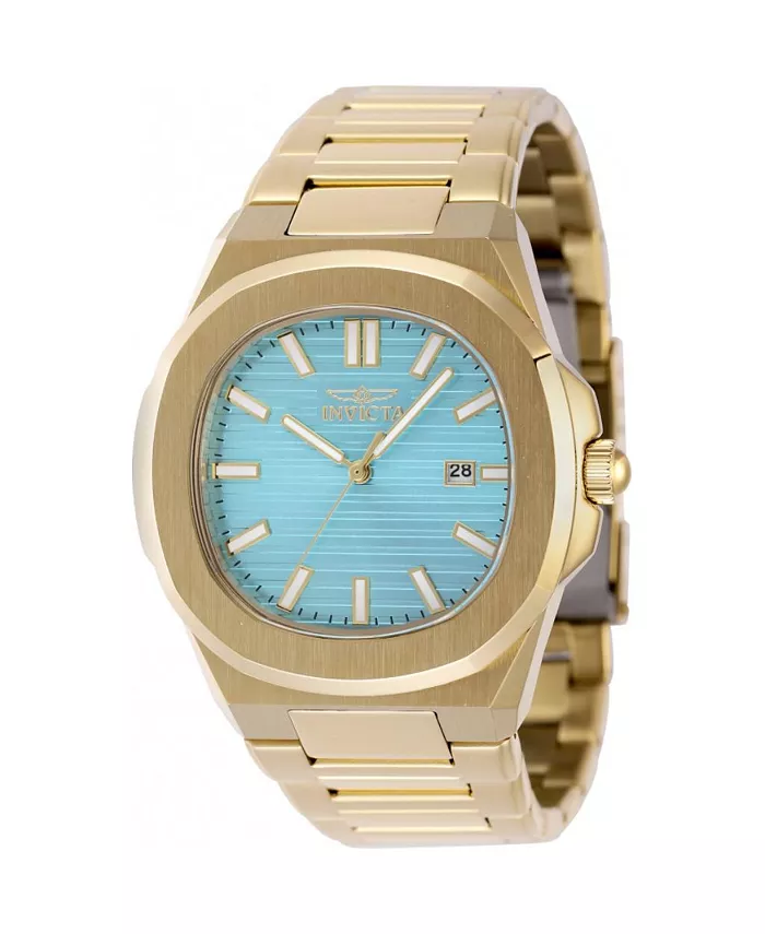 

Мужские часы 48517 Speedway Quartz 3 Hand со светло-голубым циферблатом Invicta, золотой