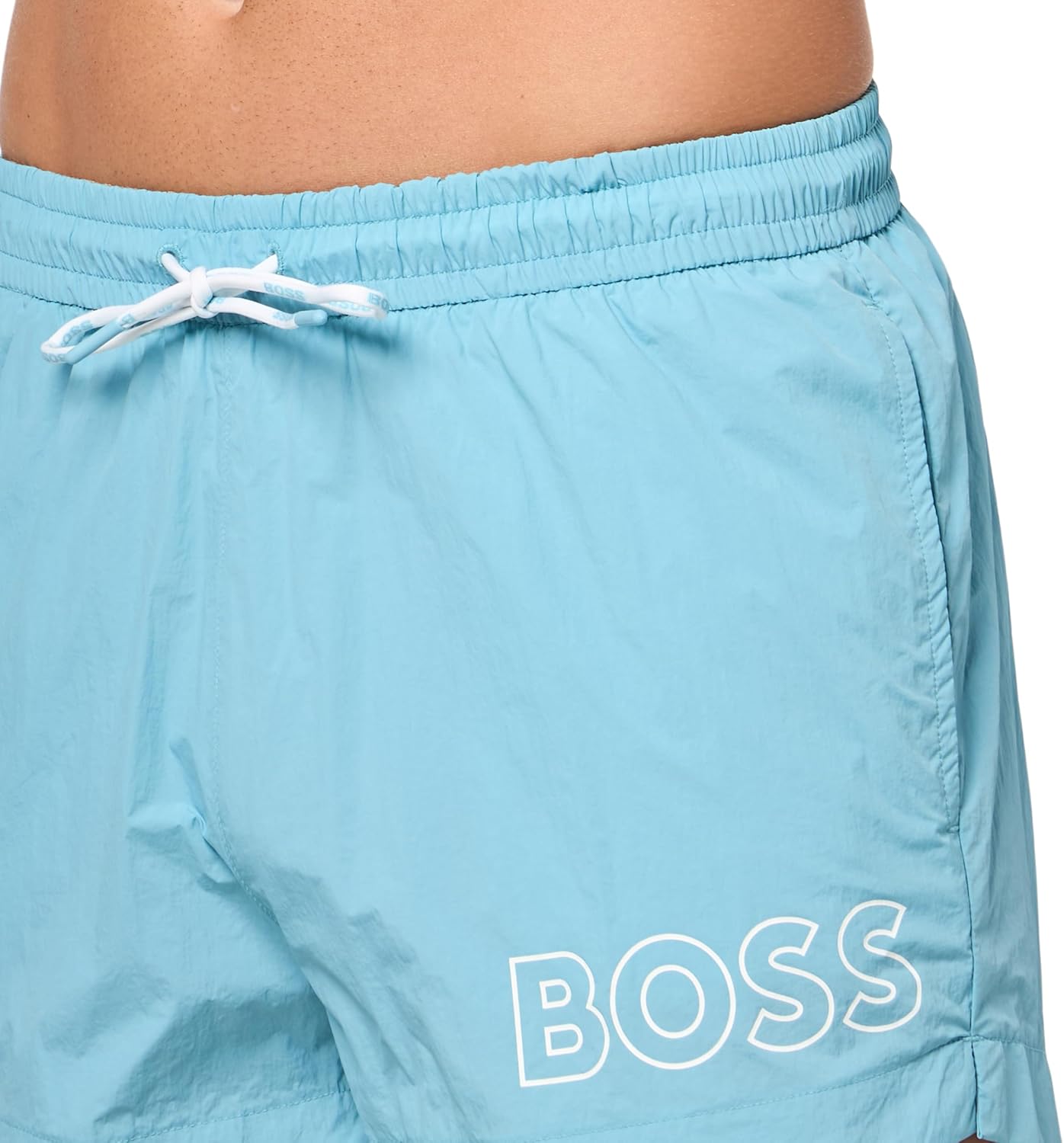 Плавки-шорты мужские BOSS с большим логотипом, Arctic Blue — фото 3