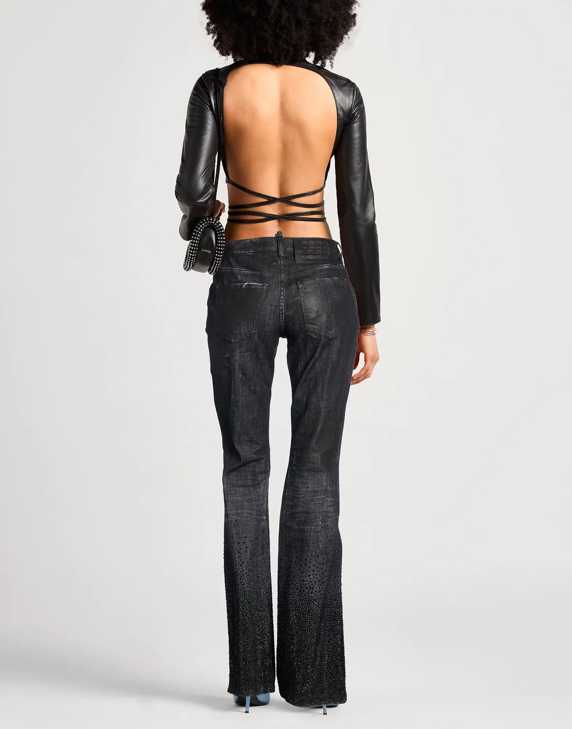 Джинсы клеш DSQUARED2 черные — фото 3