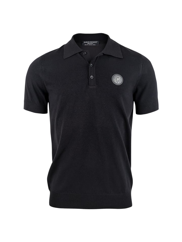 

Roberto Geissini Роскошная вязаная рубашка-поло черного цвета, Черный, Roberto Geissini Роскошная вязаная рубашка-поло черного цвета