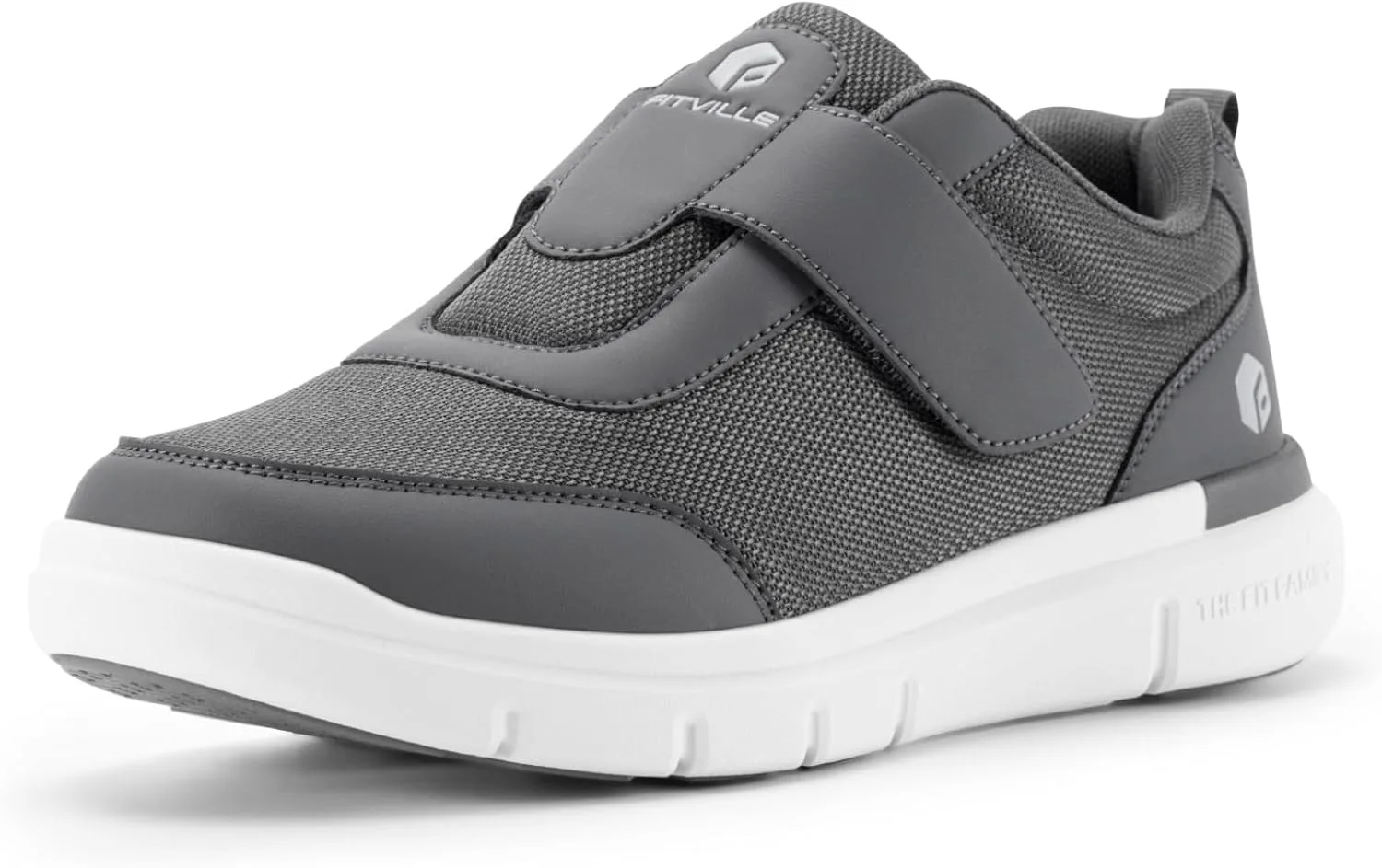 

Мужские туфли FitVille с очень широкой колодкой, обувь для отекших ног для для облегчения боли, серый