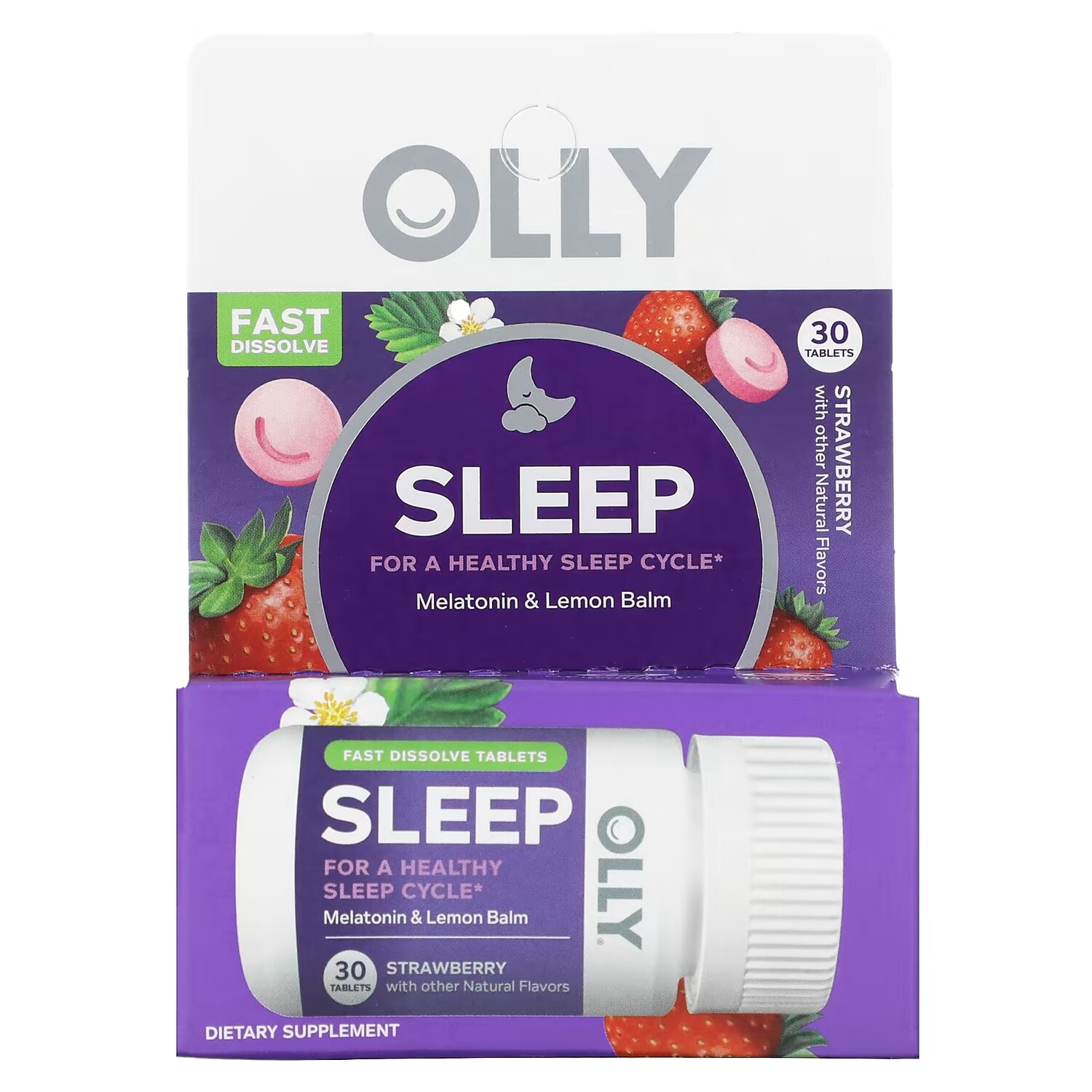 

Добавка Olly Sleep клубника, 30 таблеток