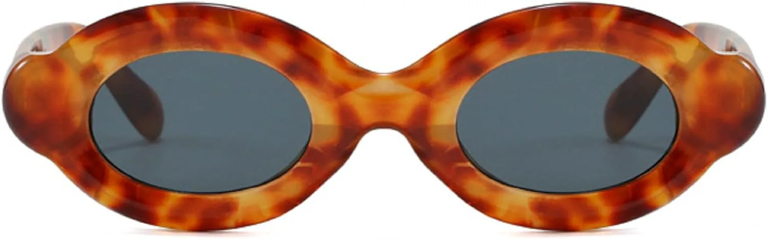 

Ретро маленькие женские овальные солнцезащитные очки UV400, модные панк-очки для мужчин, трендовые солнцезащитные очки цвета шампанского mincl, Leopard Gray