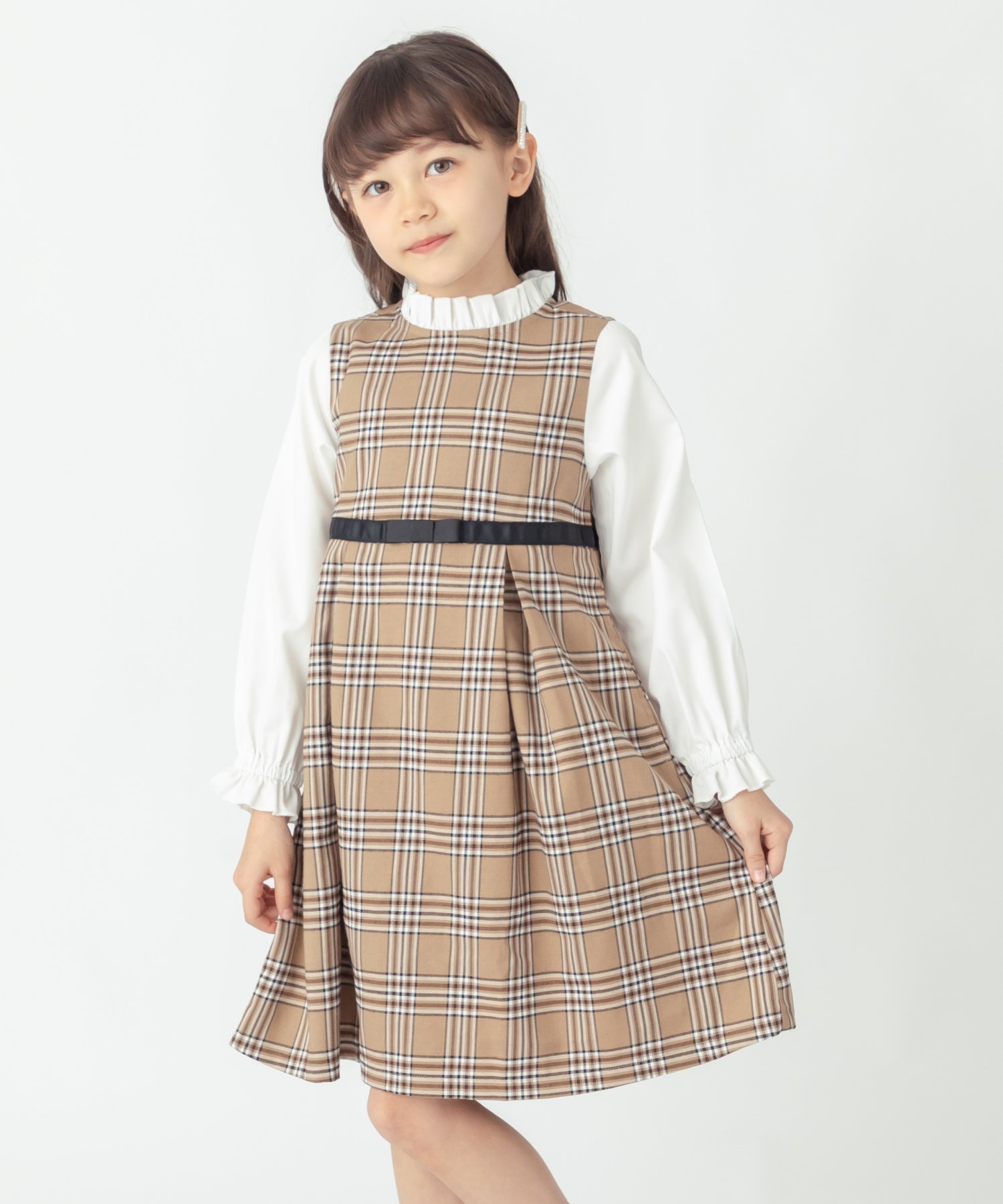Клетчатое многослойное платье Ever Closet, beige