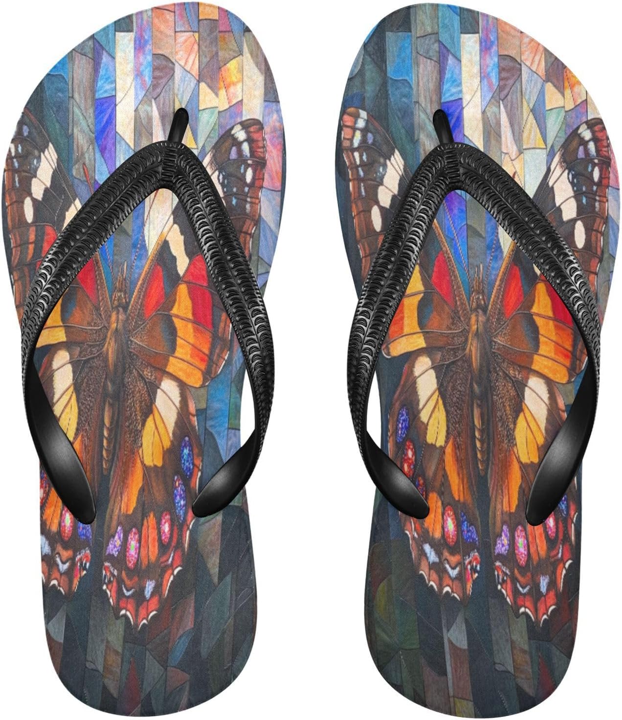 

Яркие сланцы с бабочкой для пляжа, сандалии с резиновой подошвой, нескользящие летние тапочки для женщин и мужчин Sinestour, Butterfly Colorful