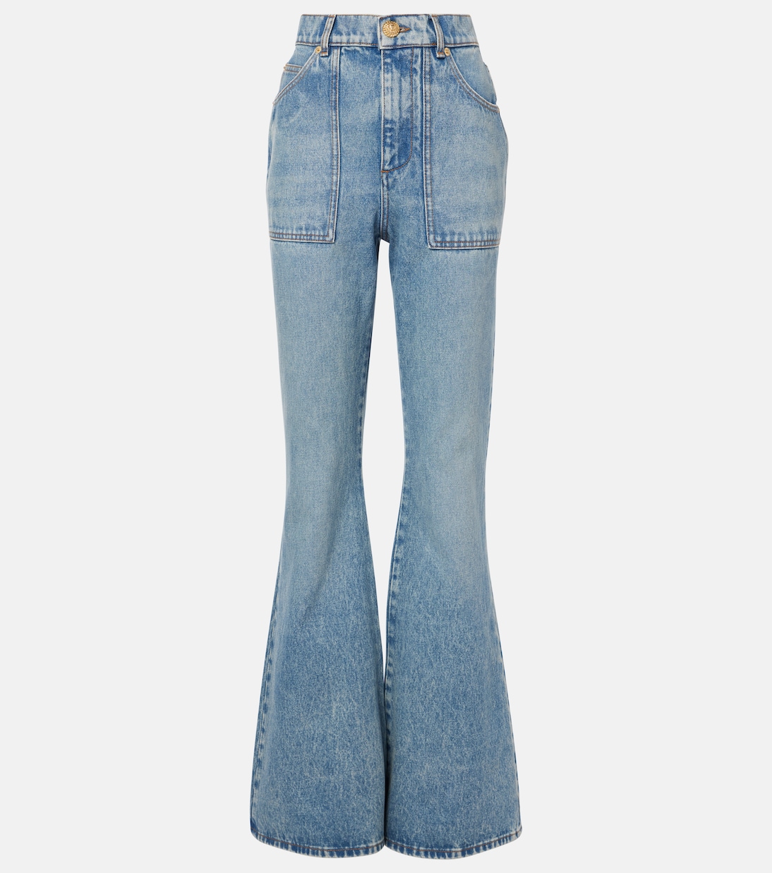 

Расклешенные джинсы с высокой талией Balmain, Bleu Jean