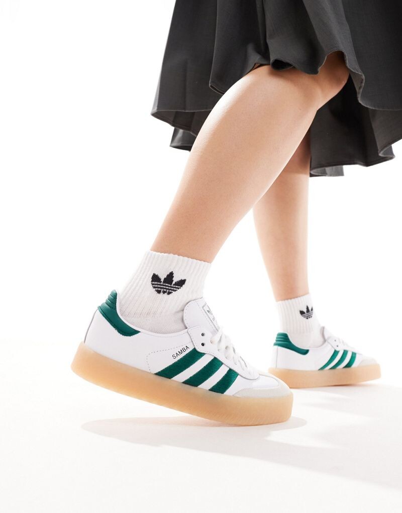 Adidas Originals - Sambae - Бело-зеленые кроссовки — фото 3