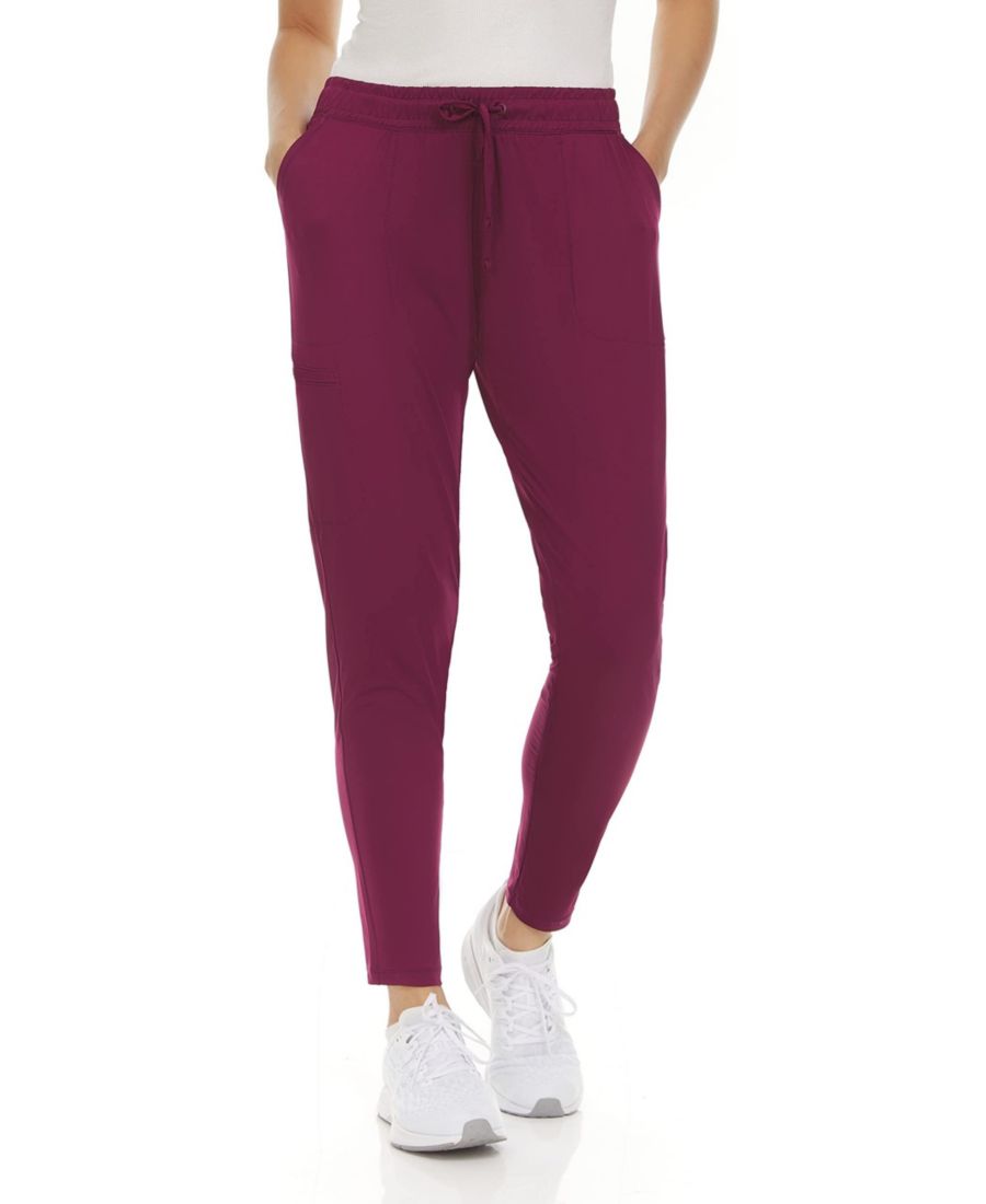 

Женские медицинские брюки средней посадки, облегающие, с 5 карманами, для активного отдыха и йоги, цвет винный, размер XX S Medichic, Wine