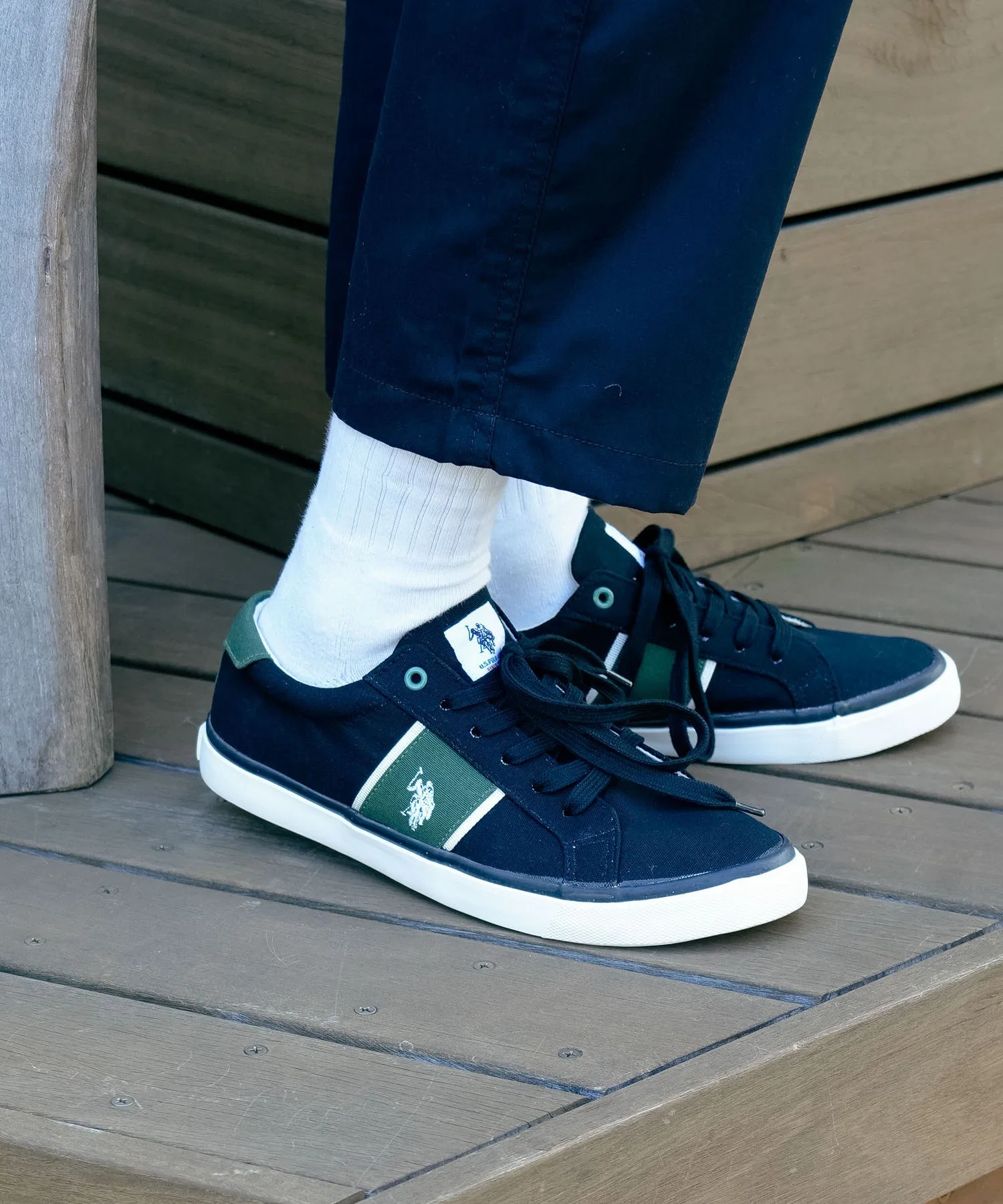Мужские/женские кеды U.S. POLO ASSN. с контрастной полоской, классические, чёрные