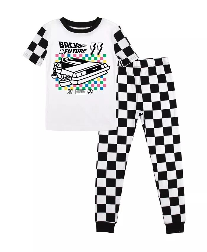 

Комплект для сна из 2 комплектов Little Boys Delorean Rainbow Checkerboard Back To The Future, мультиколор