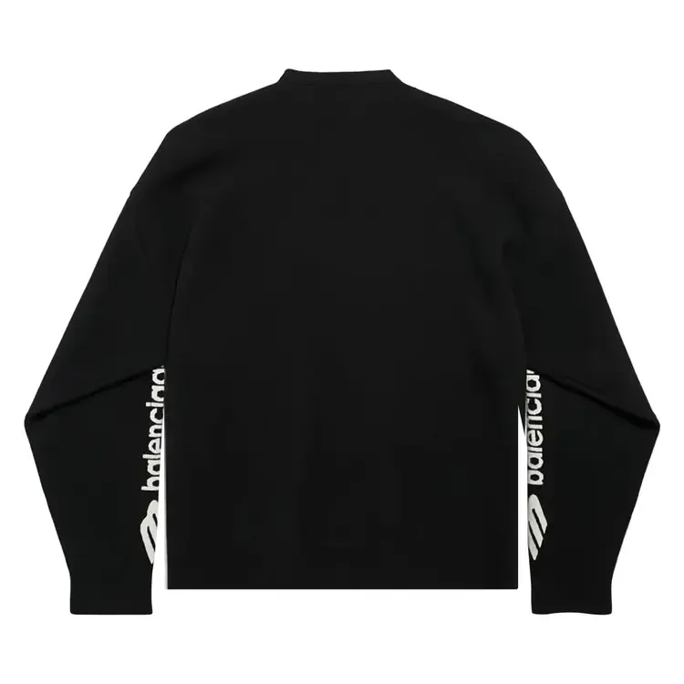 Футболка с длинными рукавами и круглым вырезом Balenciaga Ski Crewneck, цвет «черный/белый» — фото 2