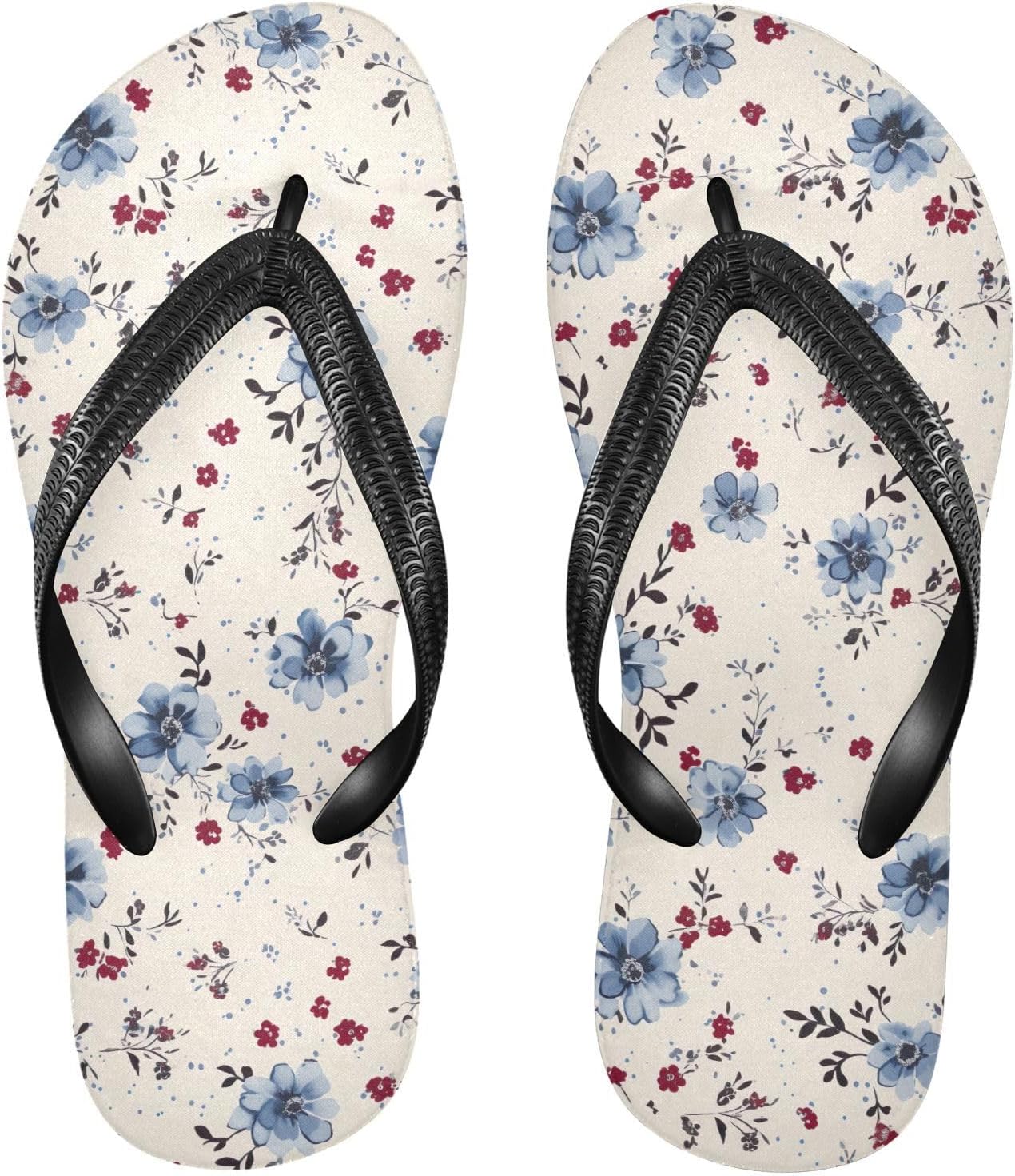 

Вьетнамки SPRIPORT с винтажным синим цветочным принтом для женщин и мужчин, удобные повседневные шлепанцы с мягкой подошвой, резиновой подошвой против скольжения, для ванной, душа, прогулок летом и пляжа
