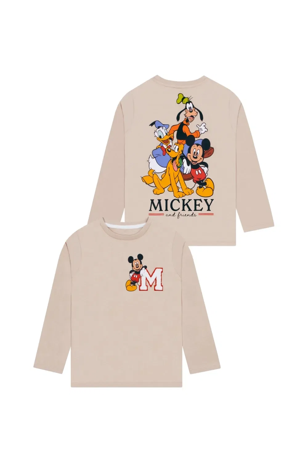 Детская футболка Mickey And Friends с длинным рукавом Disney, бежевый
