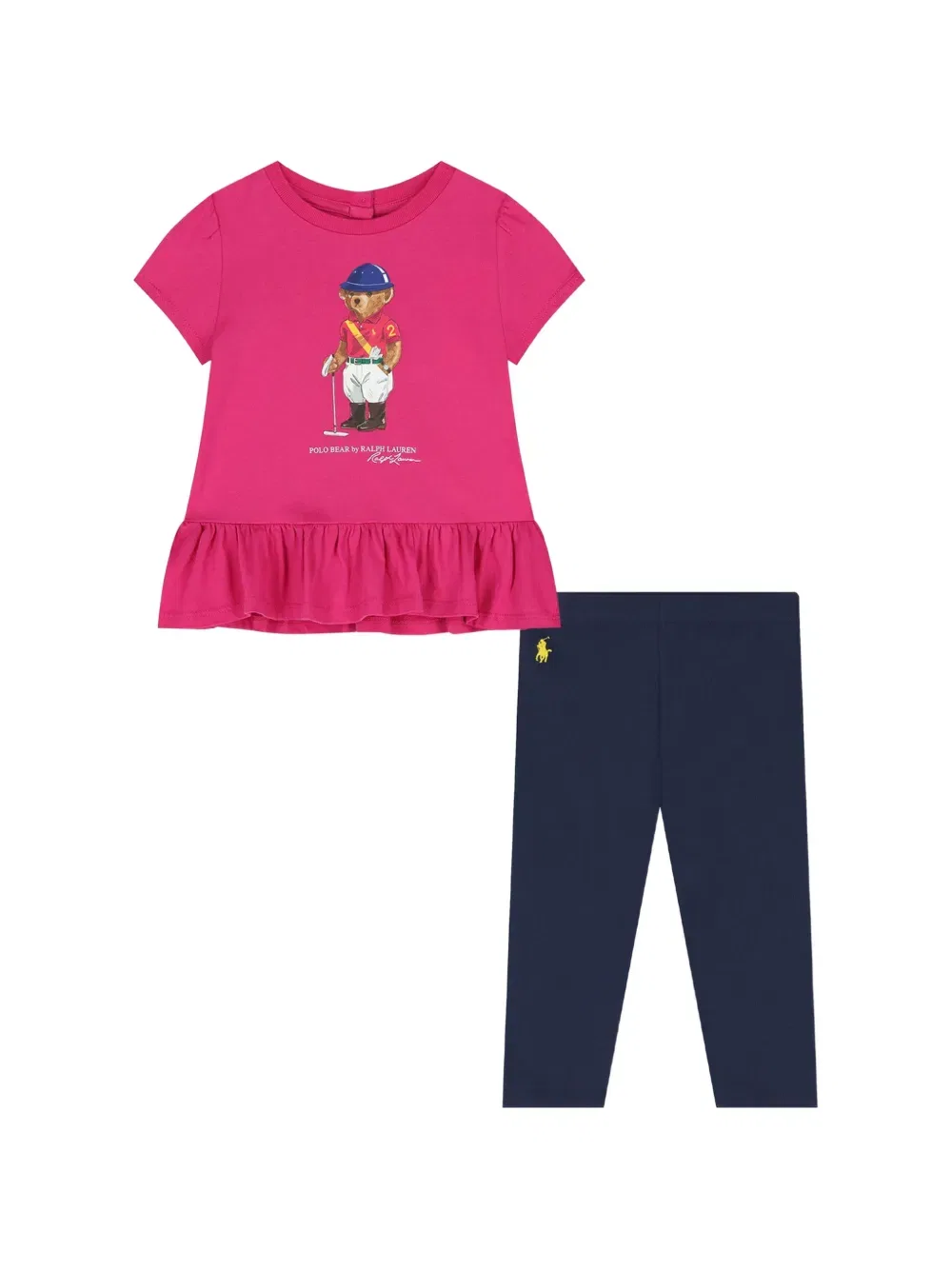 Комплект из двух брюк с оборками и графическим принтом Polo Ralph Lauren Kids, синий