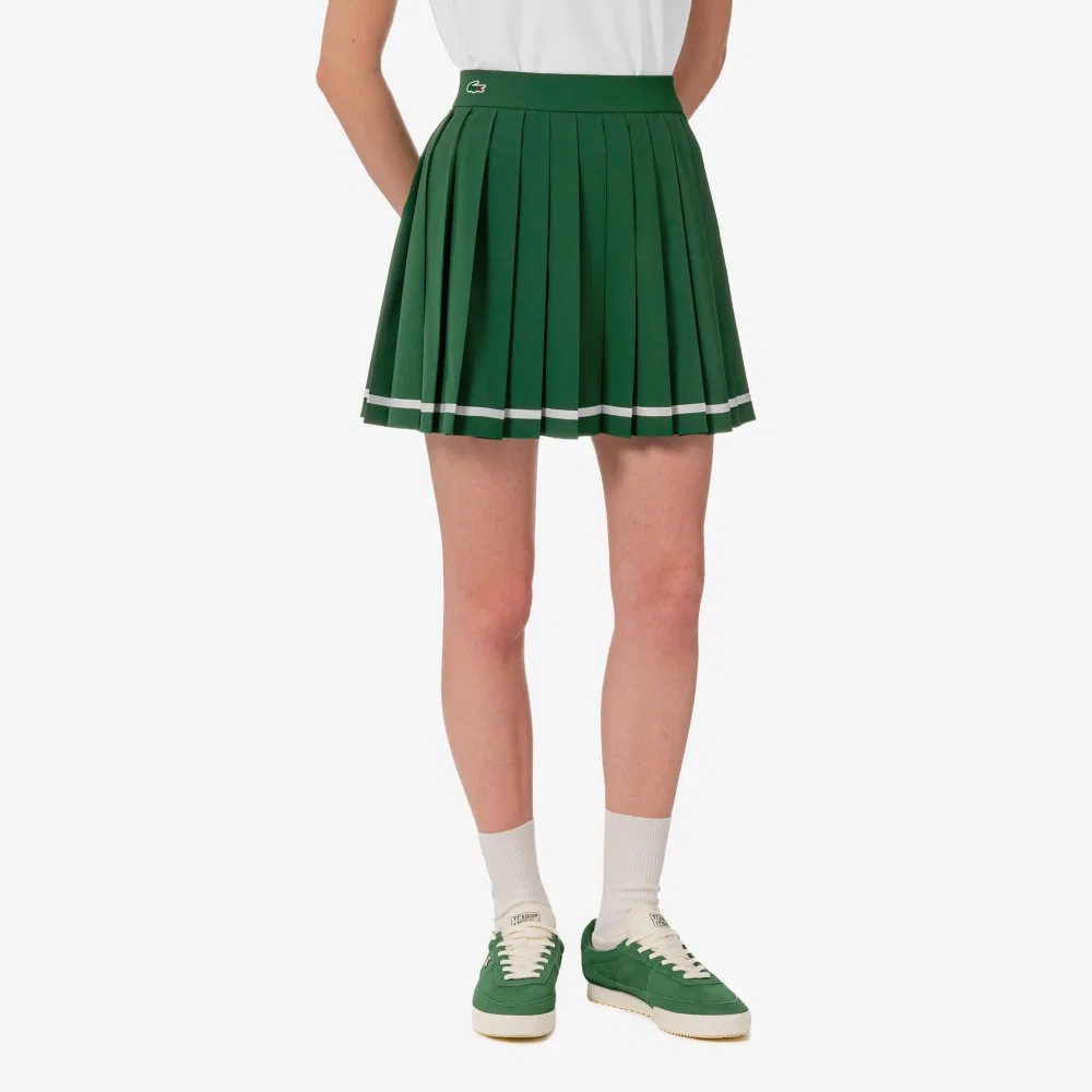 Женская теннисная юбка с тесьмой зелёного цвета от Lacoste — фото 2