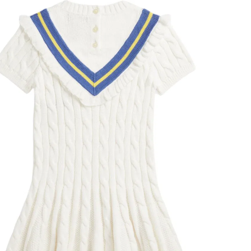 Платье детское Crew Neck Moderate Short Polo Ralph Lauren, White — фото 4