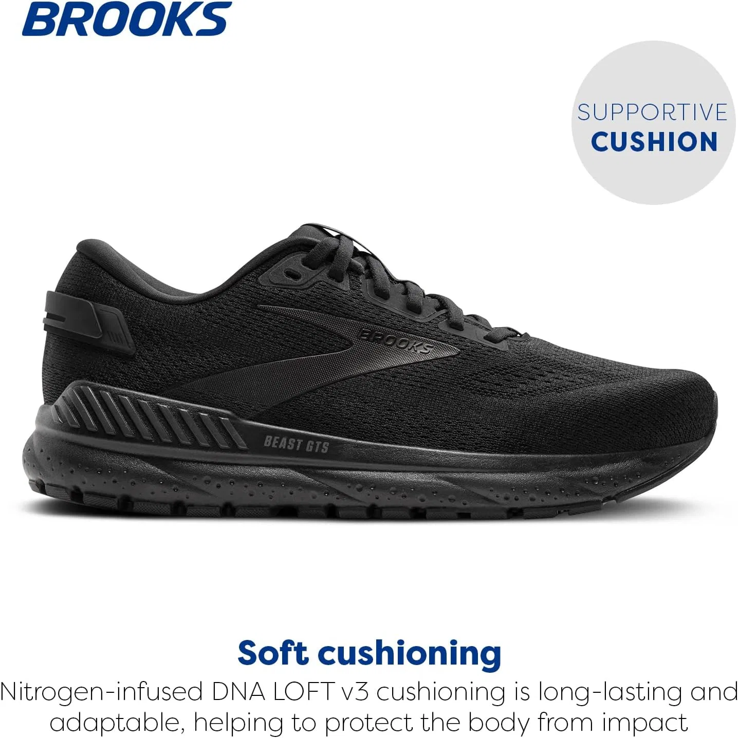 Мужские кроссовки Brooks Beast GTS 24 для бега и ходьбы с хорошей поддержкой стопы, Black Ebony — фото 2
