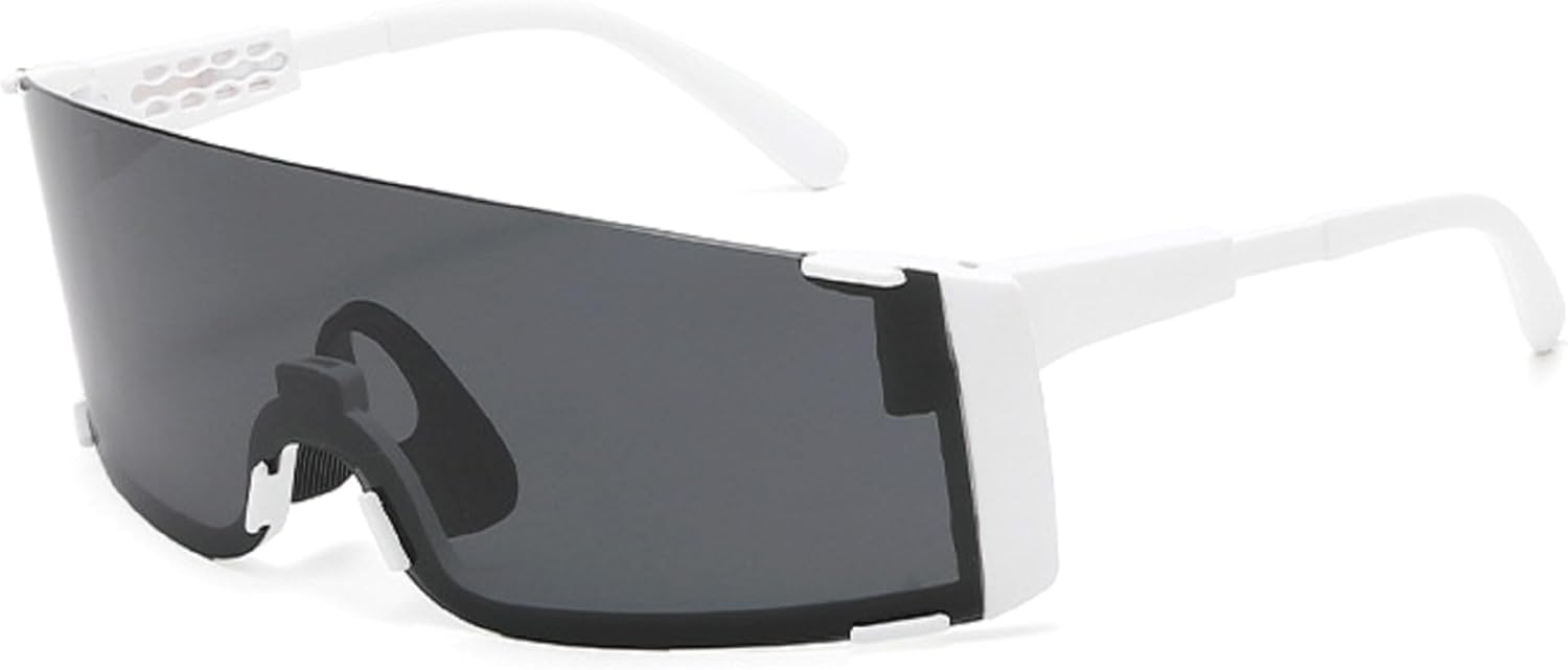 

Большие солнцезащитные очки в стиле панк-рока Y2K для мужчин и женщин, цельные солнцезащитные очки для активного отдыха, велоспорта, спортивные очки для мужчин mincl, White Black