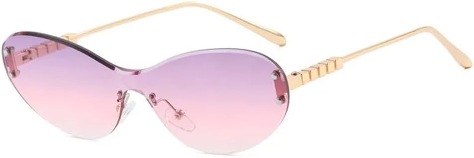 

Женские солнцезащитные очки в стиле Y2k без оправы, металлическая оправа, защита от УФ-излучения UV400, закругленные края, подходят для вождения на открытом воздухе KTUCN, 6