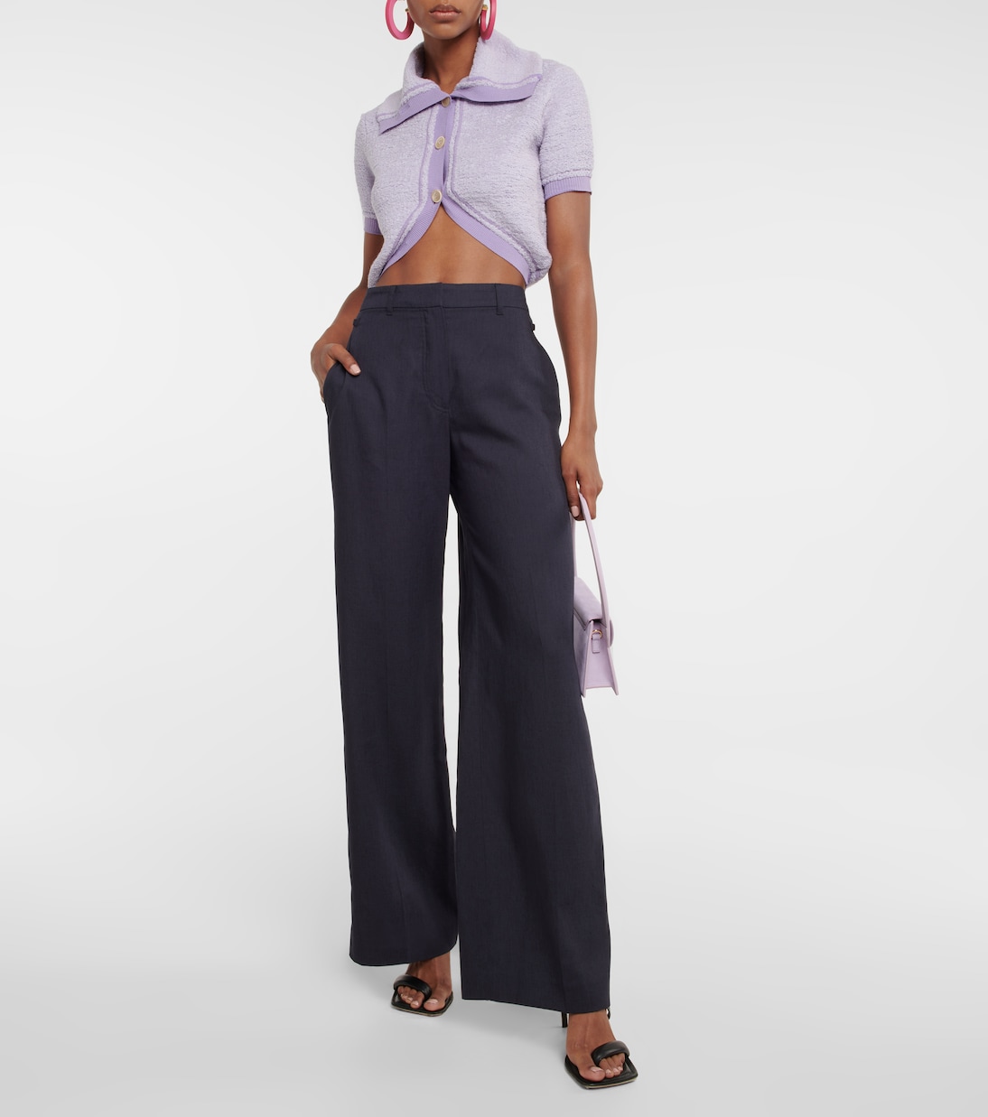 Укороченный вязаный топ Le Cardigan Campana Jacquemus, Light Purple — фото 2